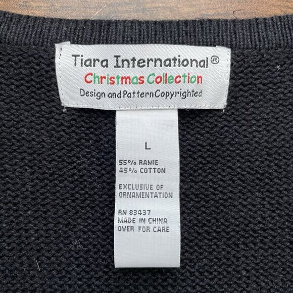 Vintage 90s Womens Christmans Sweater Vest Sz Large Tiara International Beaded - Picture 5 of 8